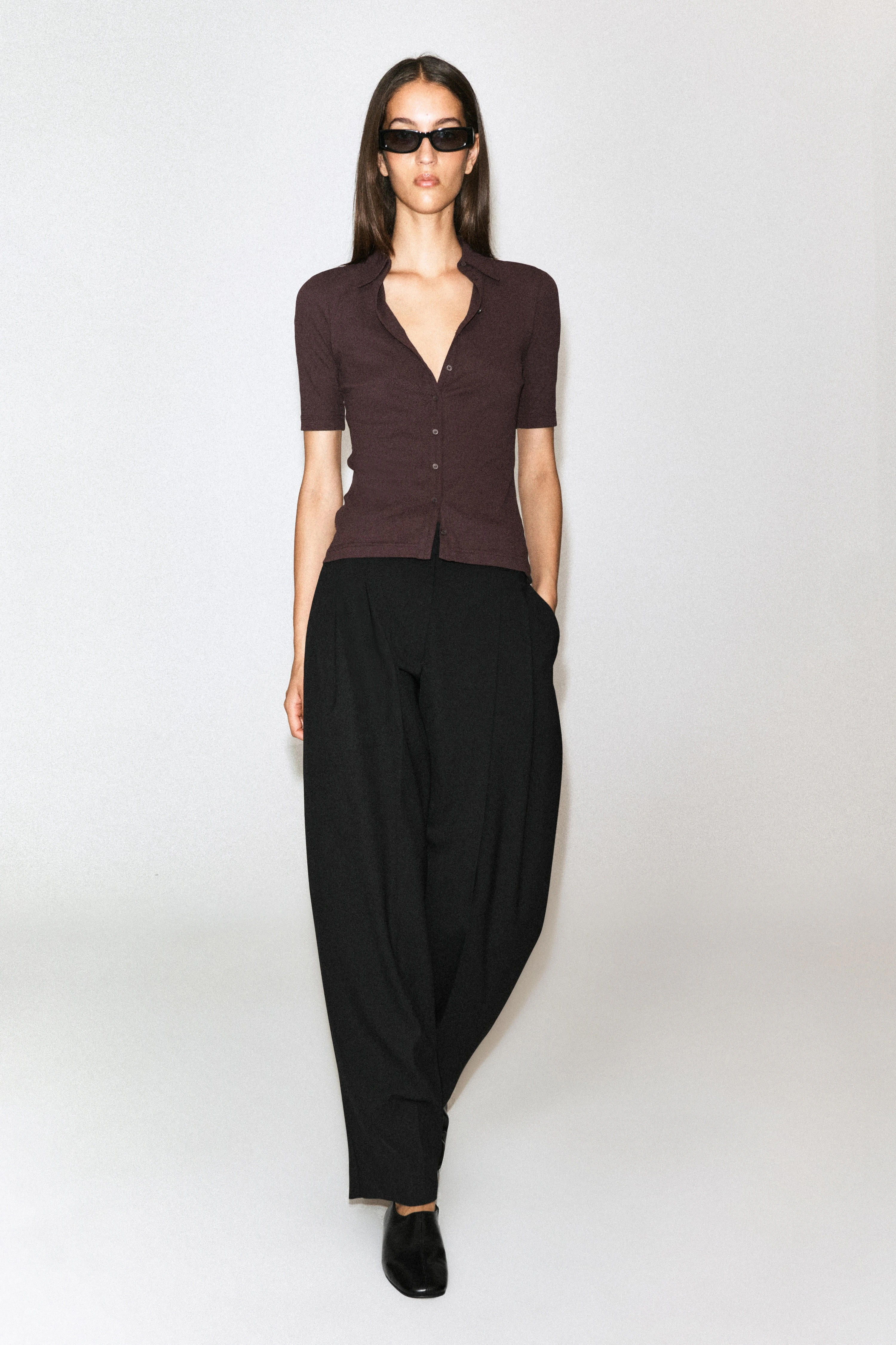 SCULPTED COTTON-JERSEY SHIRT - 3