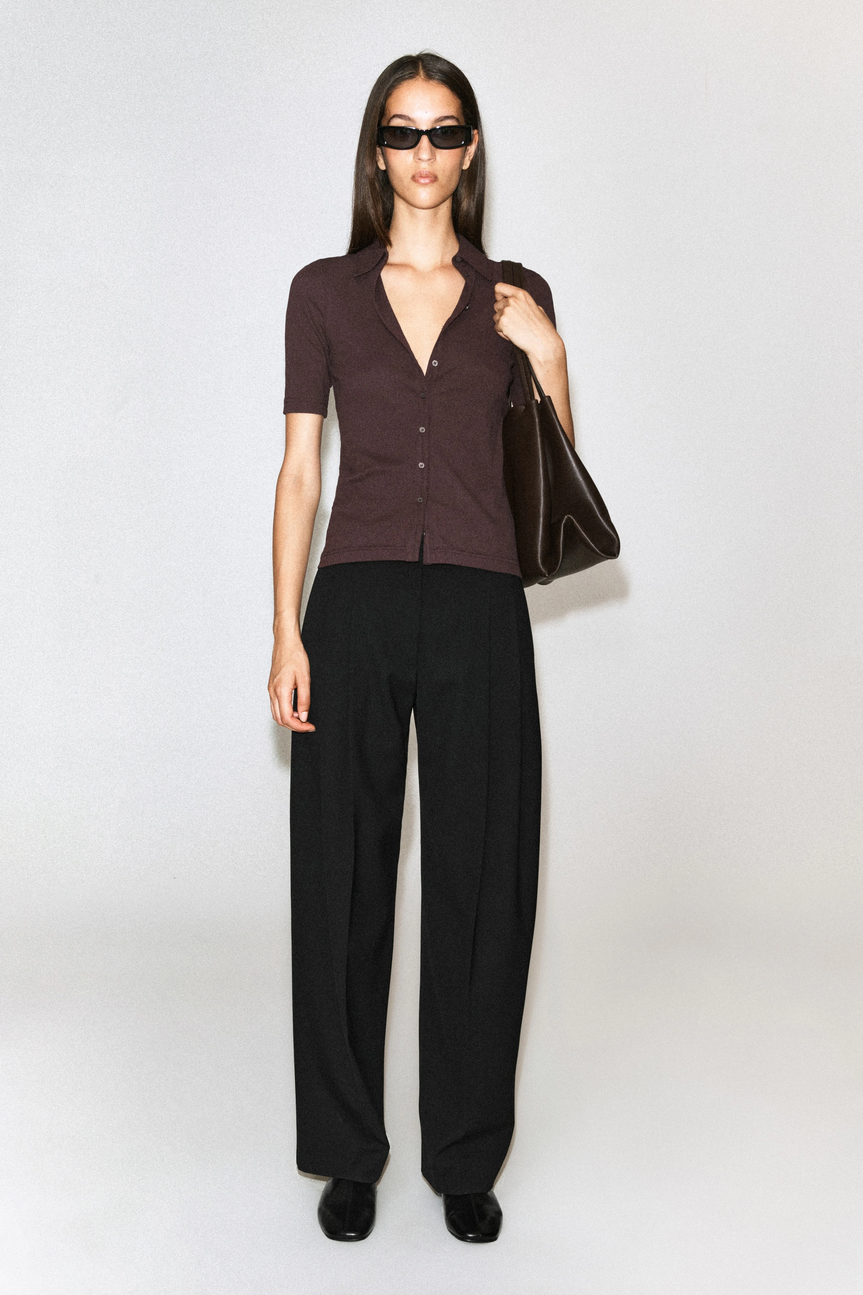 SCULPTED COTTON-JERSEY SHIRT - 4