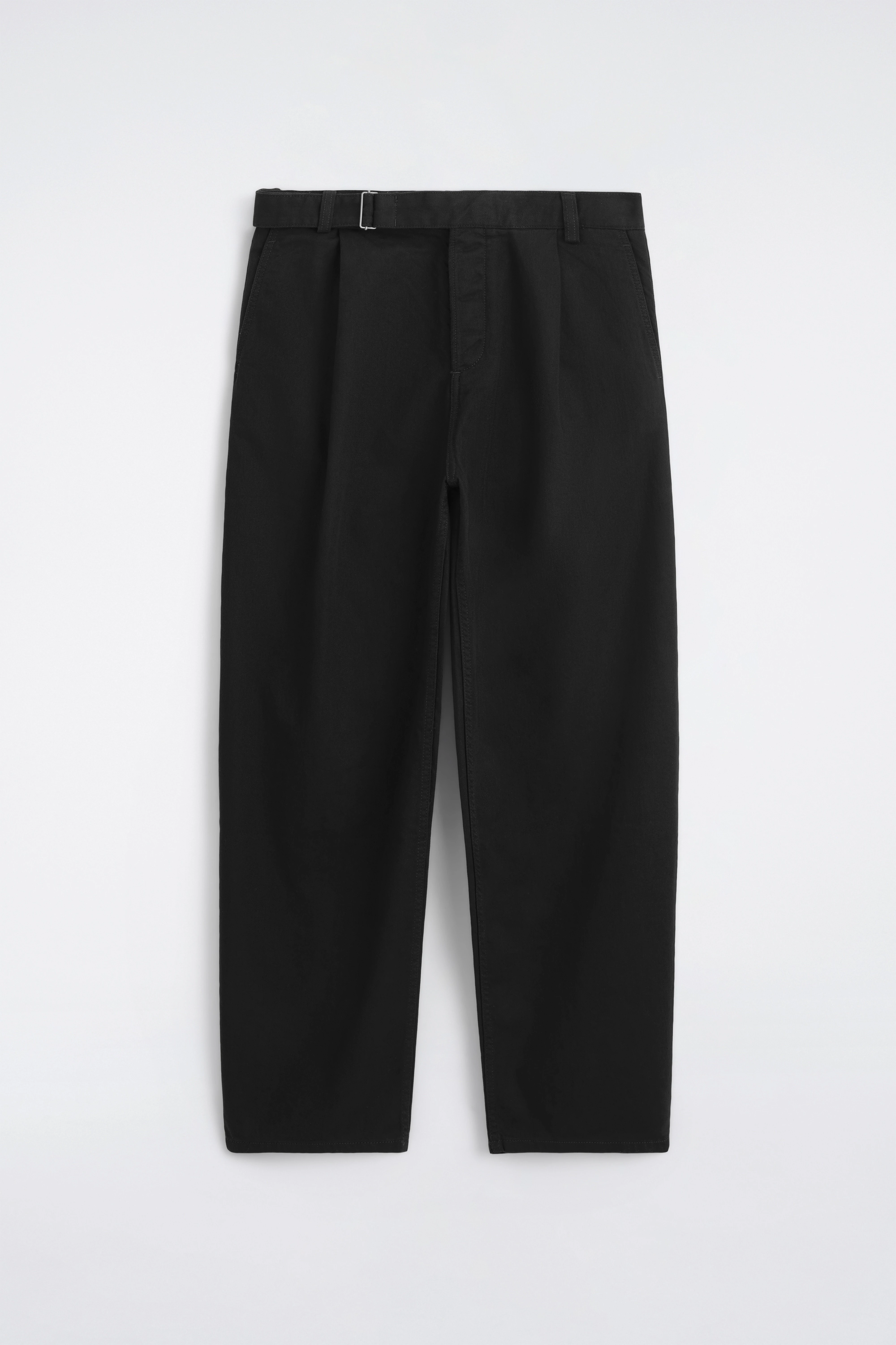 BUCKLED DENIM RELAXED-FIT BARREL-LEG TROUSERS - 6