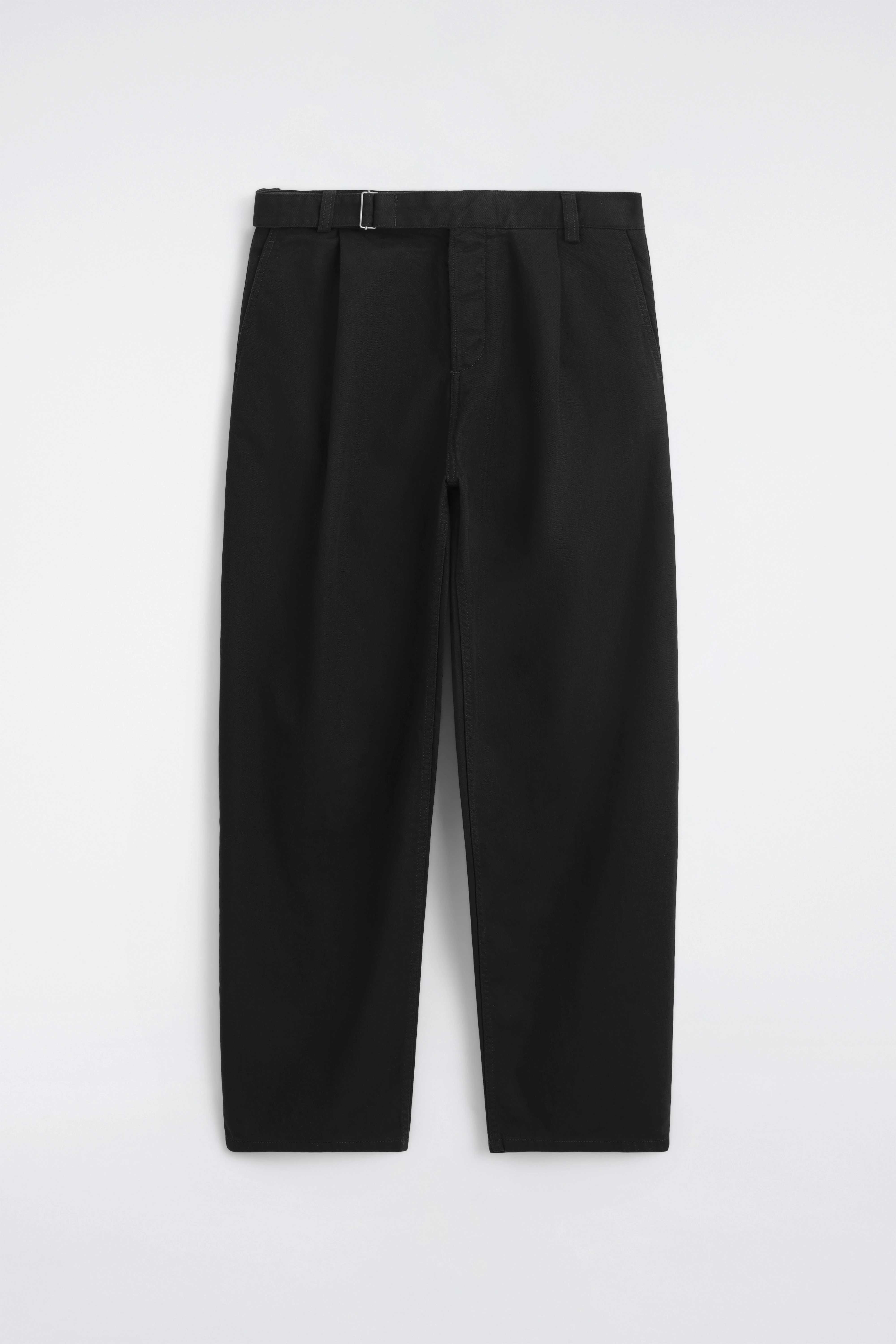 BUCKLED DENIM RELAXED-FIT BARREL-LEG TROUSERS - 6