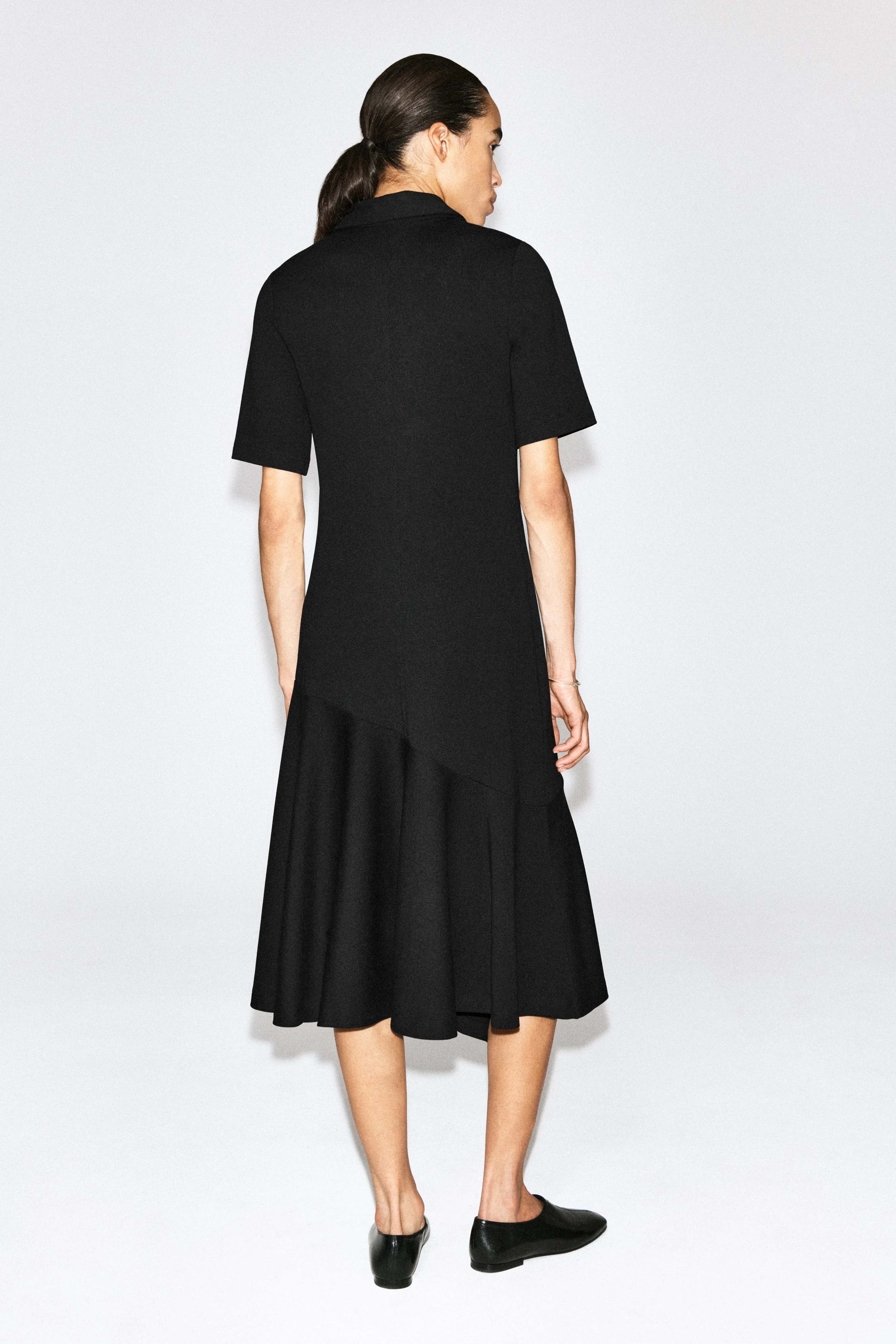 FLARED JERSEY MIDI SHIRT DRESS