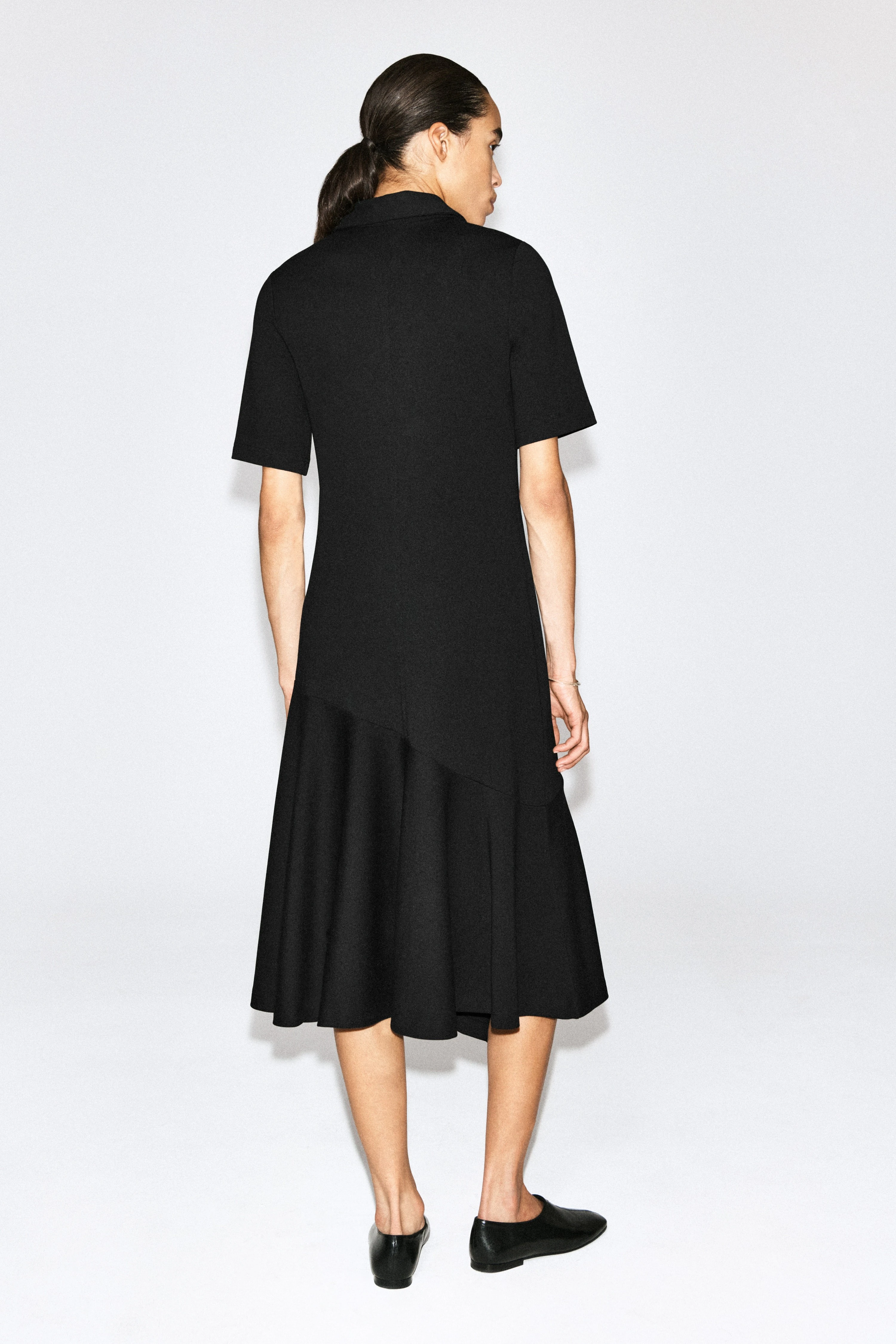 FLARED JERSEY MIDI SHIRT DRESS - 2