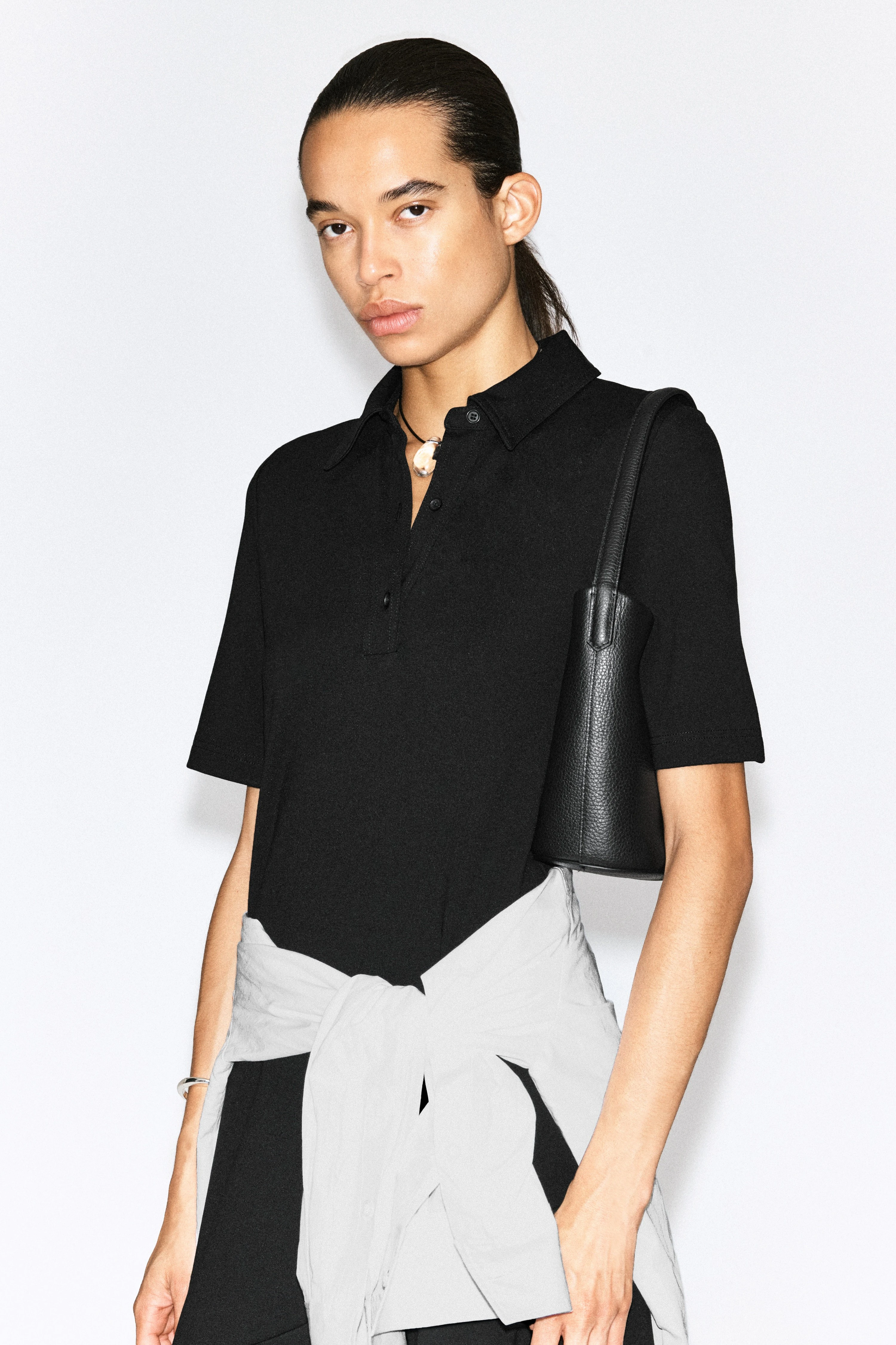 FLARED JERSEY MIDI SHIRT DRESS - 3