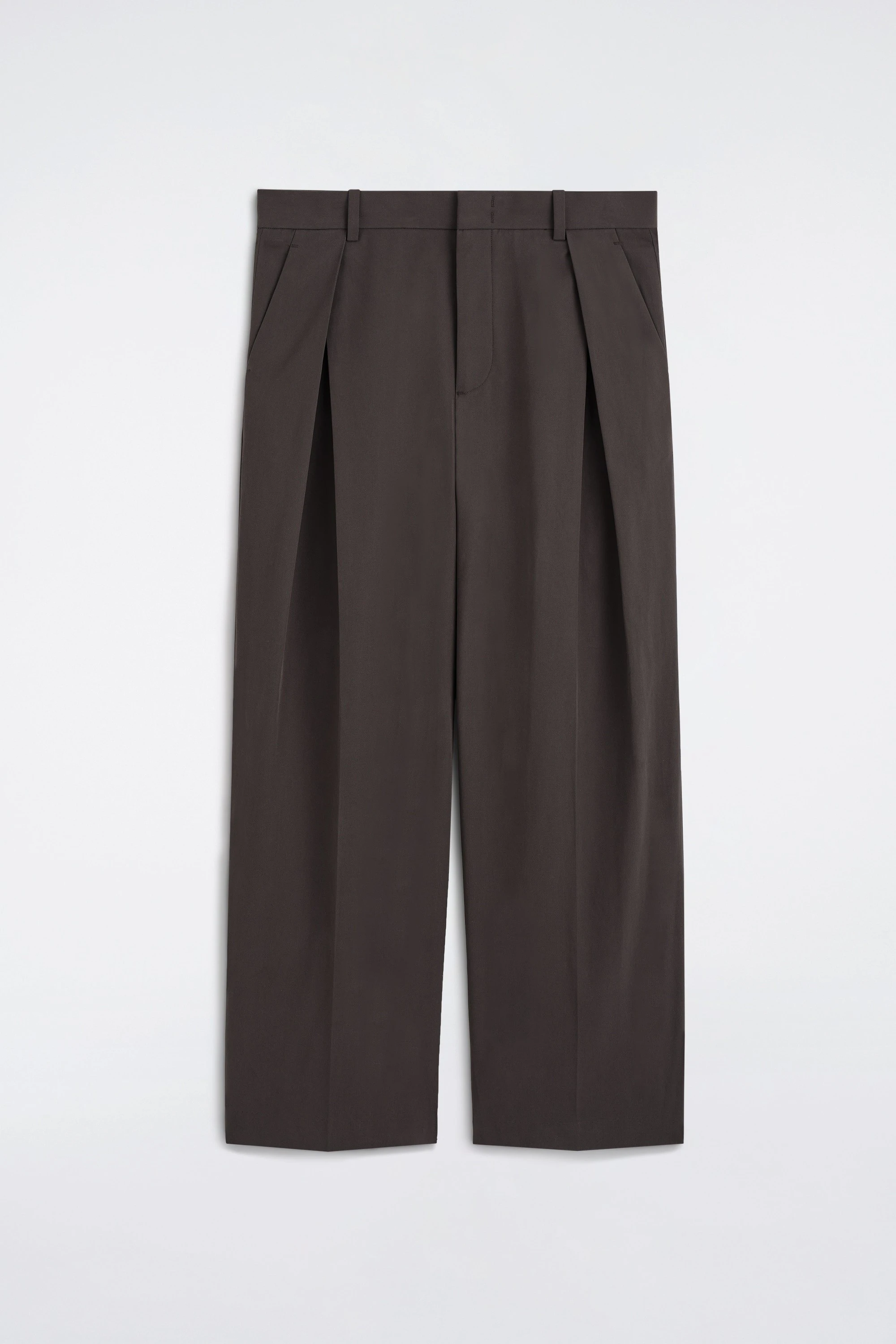 PLEATED COTTON RELAXED-FIT WIDE-LEG TROUSERS - 6