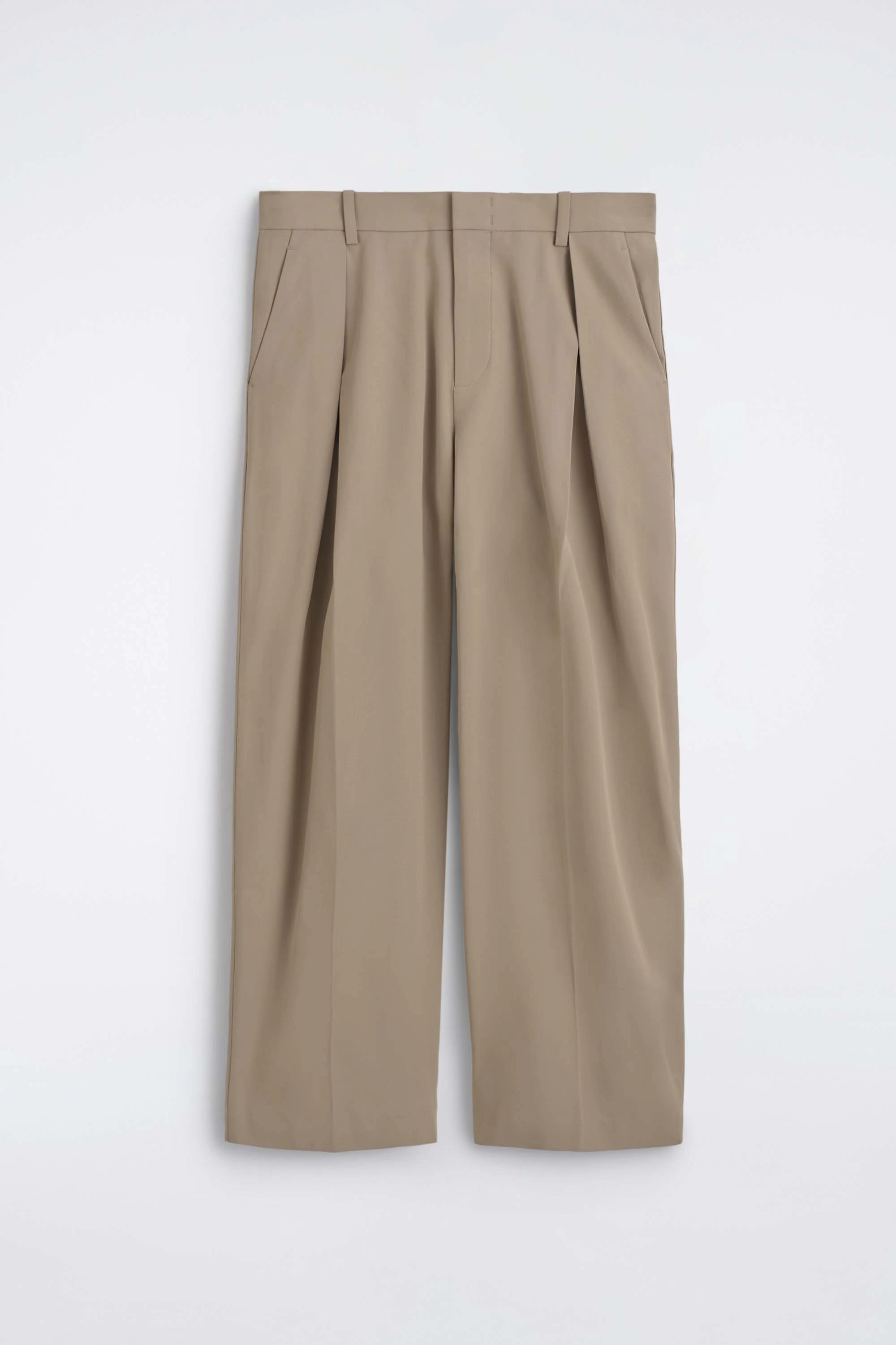 PLEATED COTTON RELAXED-FIT WIDE-LEG TROUSERS - 6