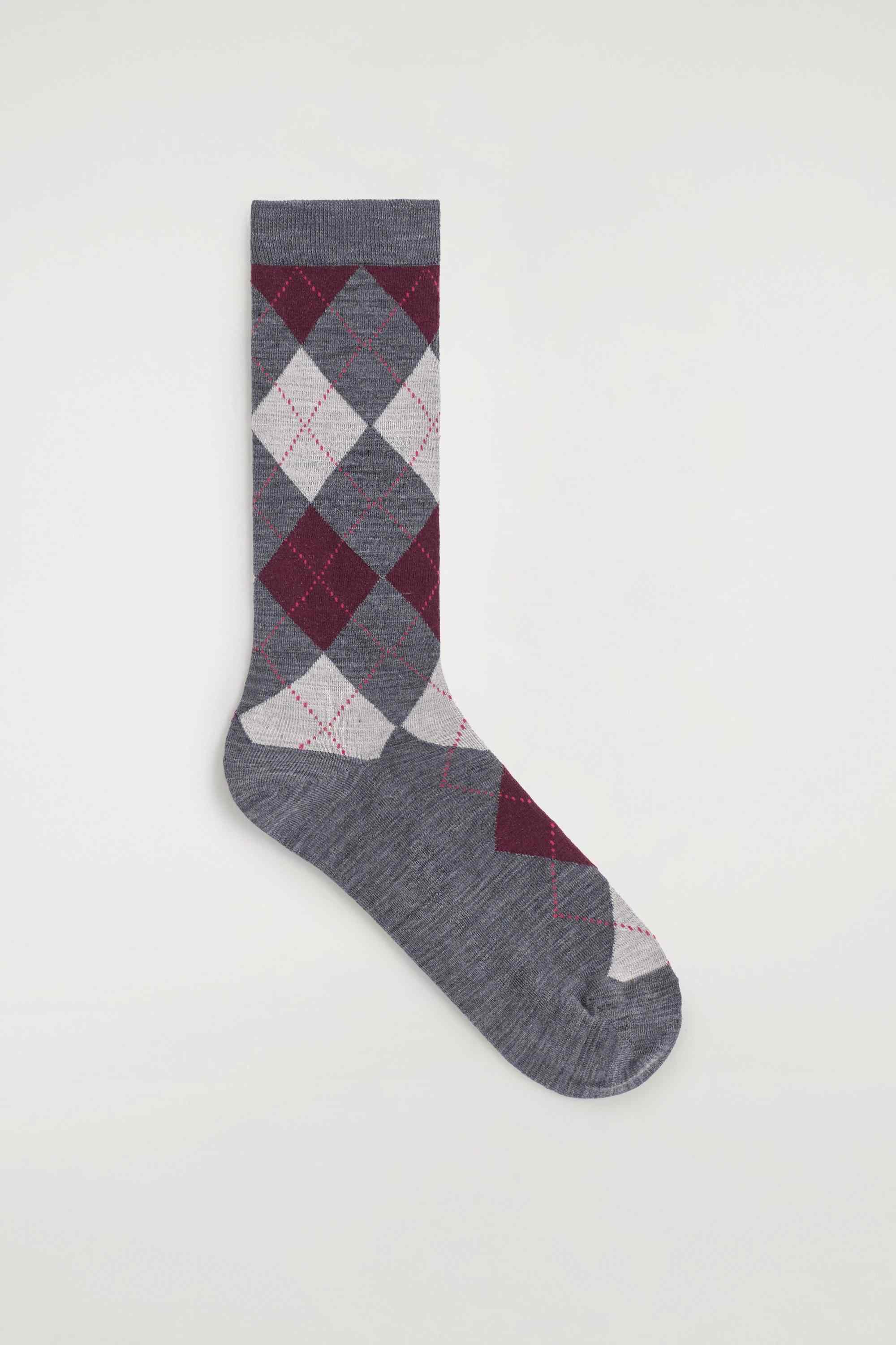 ARGYLE WOOL-BLEND SOCKS - 1