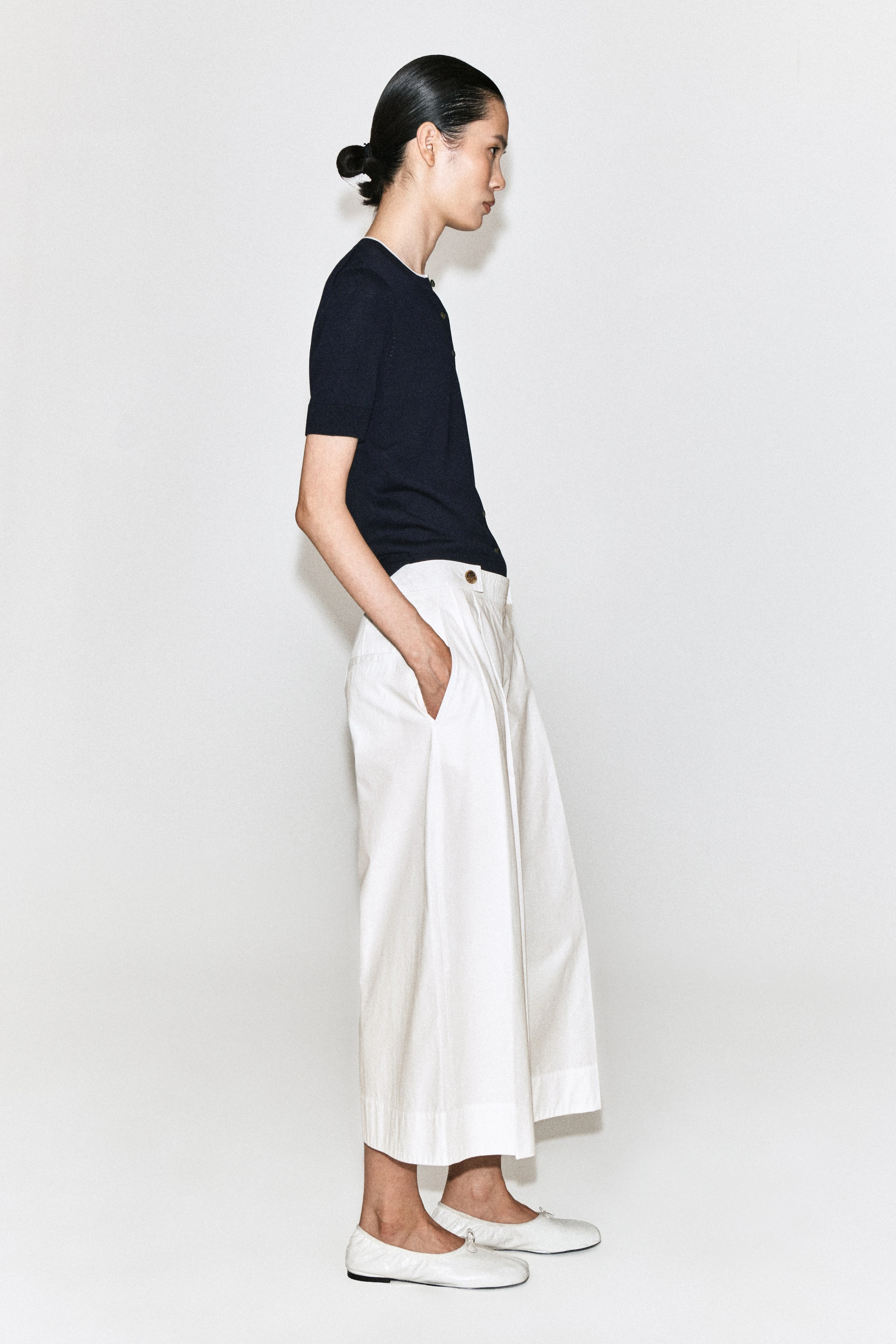 BUTTON-DETAIL COTTON CULOTTES - 5