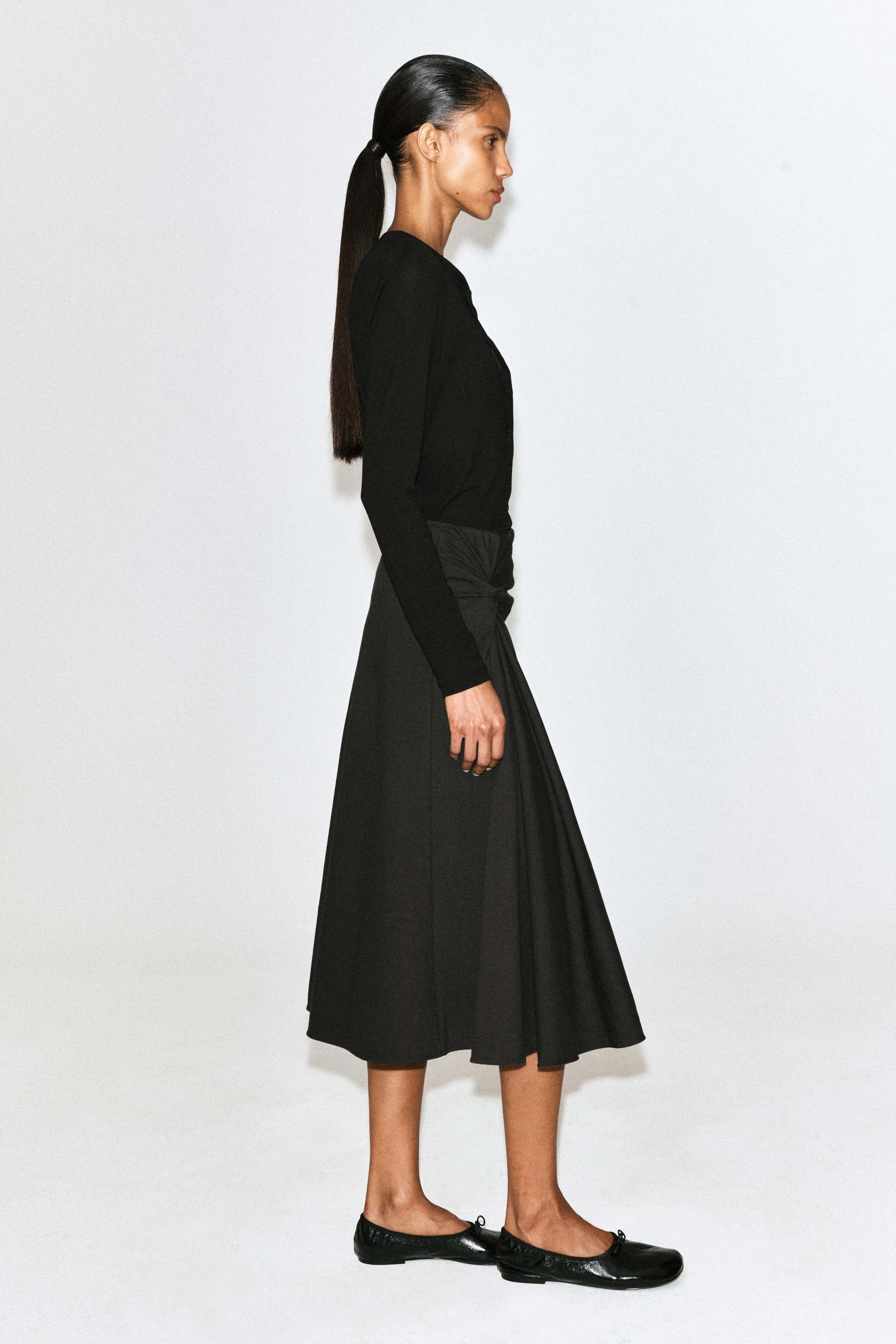 TWIST-DETAIL JERSEY MIDI SKIRT - 3