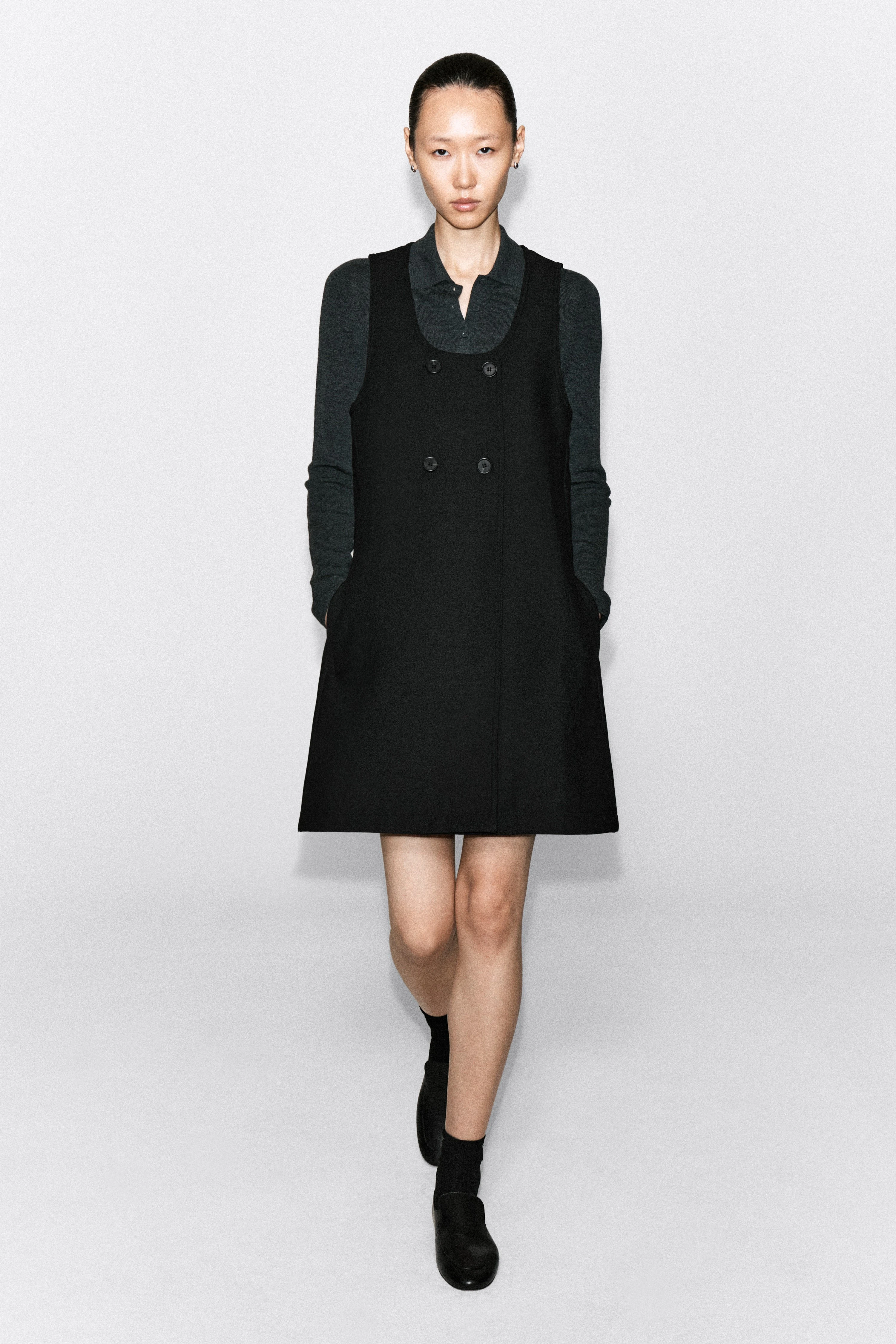 TAILORED TWILL MINI DRESS - 1