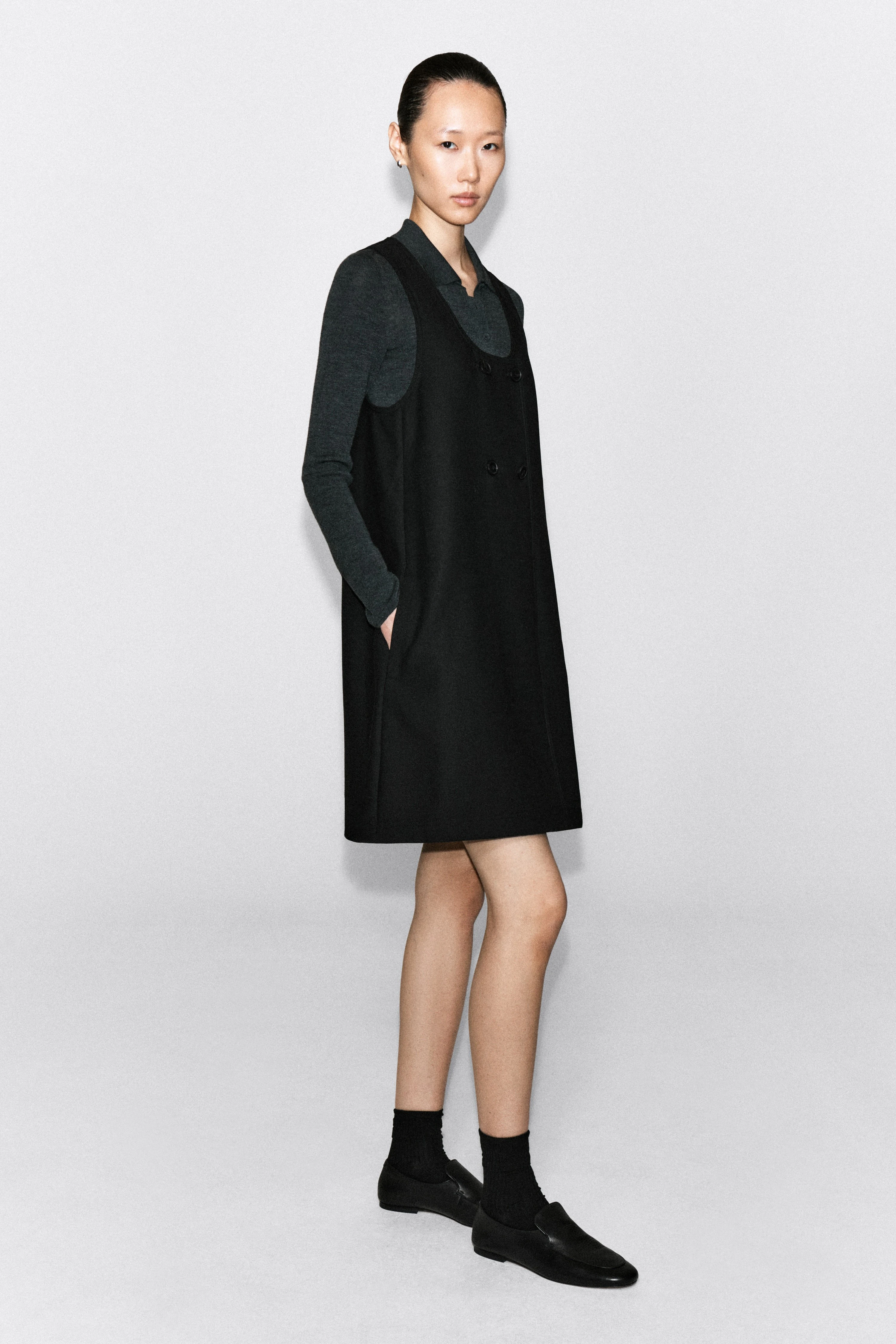 TAILORED TWILL MINI DRESS - 4