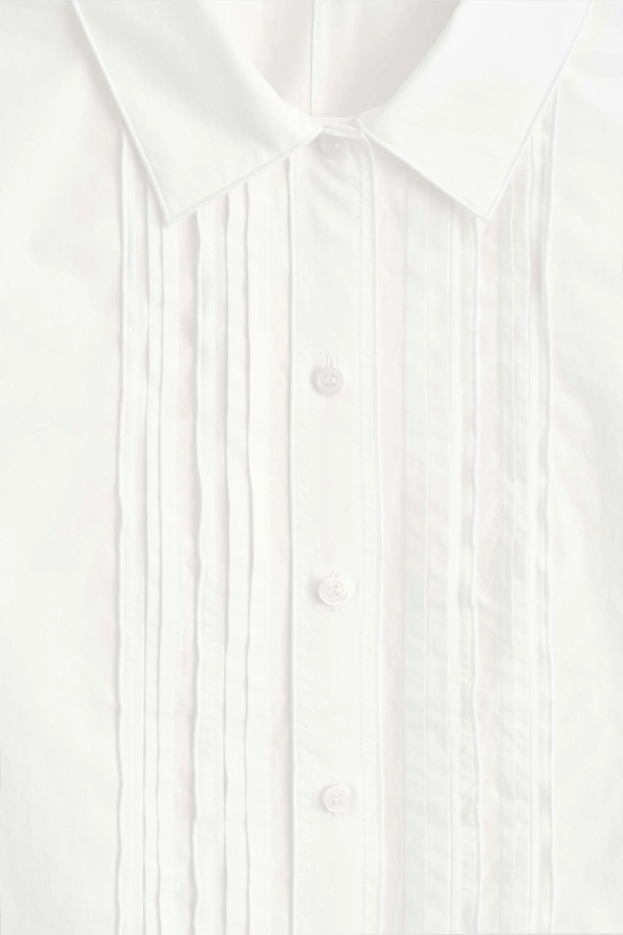 RUFFLED PINTUCKED COTTON BLOUSE - 8