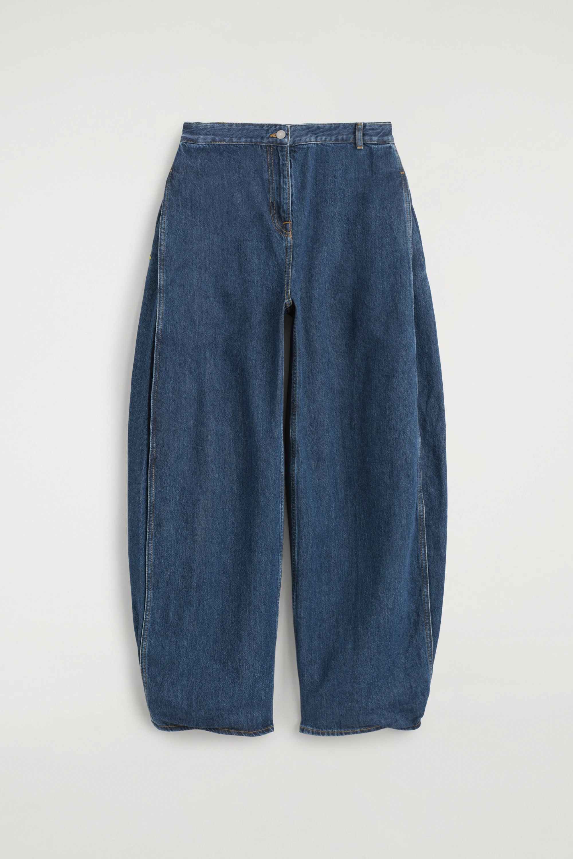 PLEATED-PANEL DENIM BARREL-LEG TROUSERS - 6