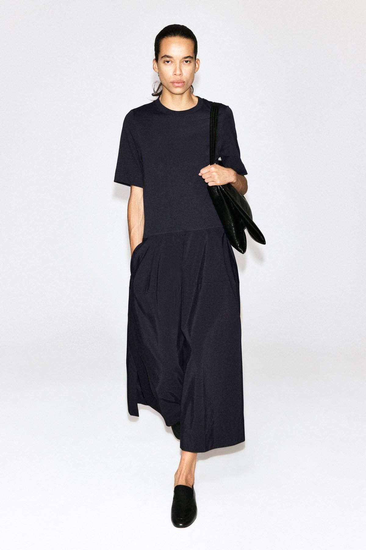 DROPPED-WAIST CONTRAST-PANEL MIDI DRESS | COS