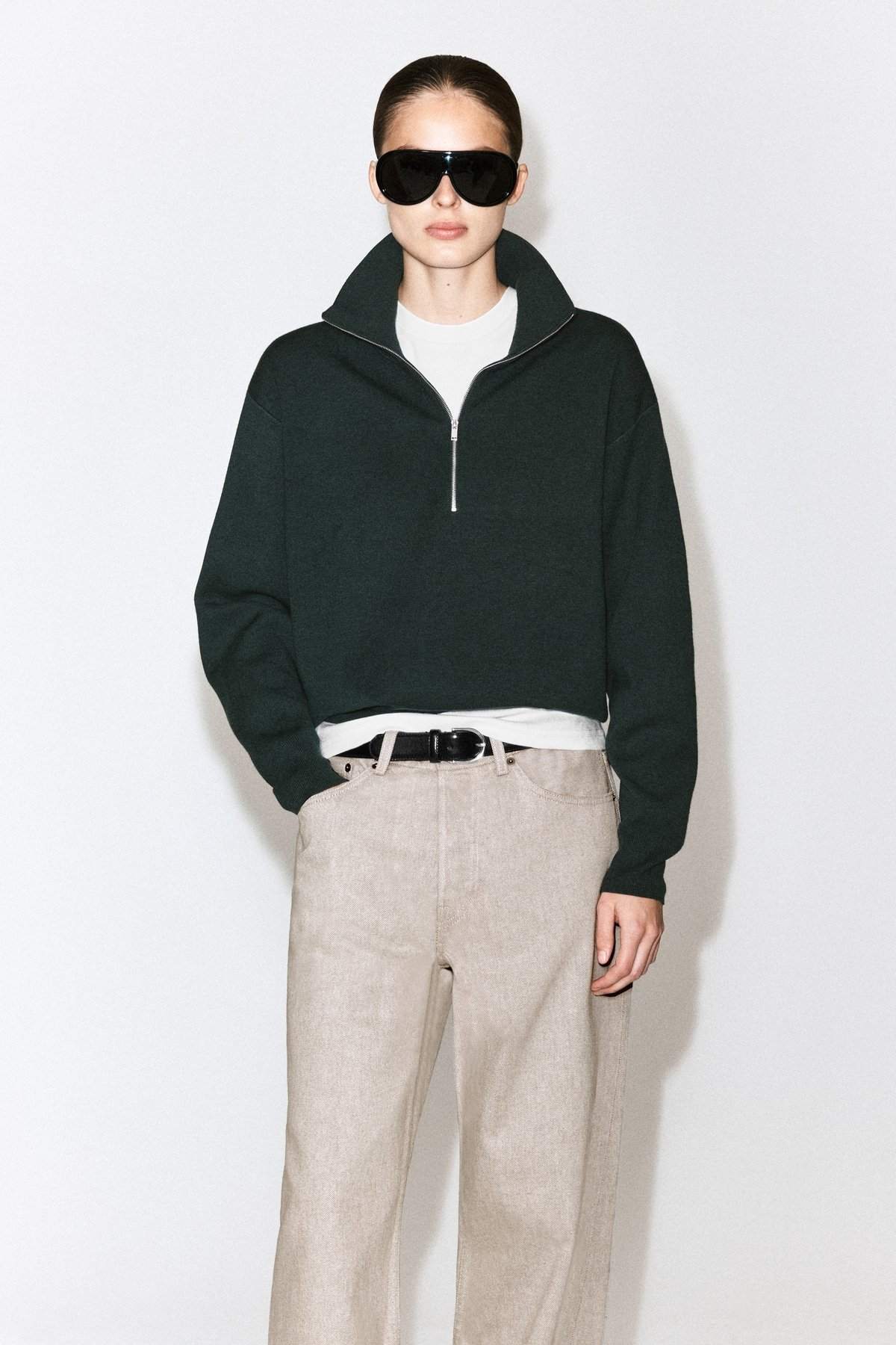 FUNNEL-NECK HALF-ZIP KNITTED JUMPER | COS