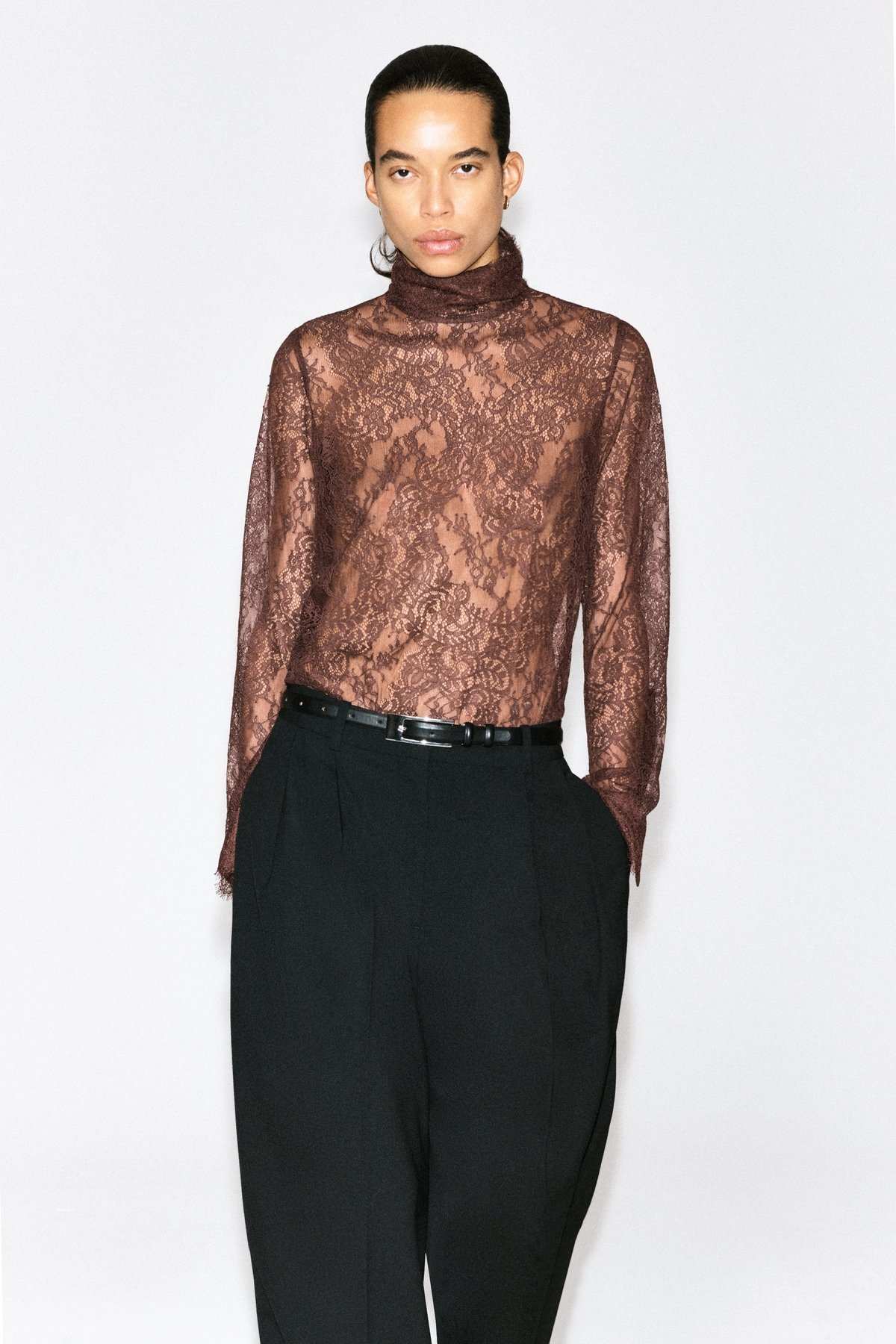HIGH-NECK LACE TOP | COS
