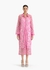 Ruffle with sequin emb pink shirt dress