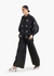 Pintuck kimono black shirt with sequin emb