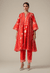 Red Gathered Kurta Set
