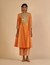 Orange Embroidered Gathered Kurta