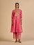 Pink Embroidered Gathered Kurta