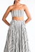 Striped Cotton Tube Top with Shirring and Back Tie-Up
