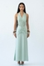 Mint Moonlit Bloom Draped Halter Dress