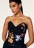 Sculpted Sweetheart Corset with Printed Floral Appliqué and Hand Embroidery