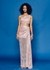 Asymmetric Sequin Draped Gown with Cut-Out Waist