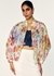 Floral Print Organza Bomber with Embellished Detailing