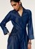 Wide-Leg Denim Jumpsuit with Sequin Floral Appliqué