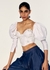 Embellished Floral Appliqué Cropped Top with Balloon Sleeves