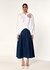 Pleated Waist Shirt with Floral Print & Embroidered Applique
