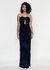 Off-Shoulder Velvet Column Dress with Hand-Applied Sequin Embellishment