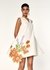 Giza Cotton Flared Mini Dress with Floral Appliqué