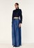 Cropped Poplin Shirt with Tonal Floral Appliqué & Bugle Bead Embroidery