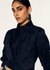 Cropped Poplin Shirt with Tonal Floral Appliqué & Bugle Bead Embroidery