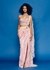 Pre-Pleated 3D Floral Appliqué Saree With Draped Veil
