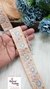 Threaded Flower Bouquet Peach Fabric Sequin Edging Embroidered Trim