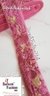 Golden Zari Threaded Petals On Thulian Pink  Net Embroidery Trim