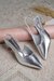Shining Silver Pointed-Toe Slingback Heels