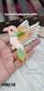 Left Facing Peach Multicolor Bird Patch – E-945