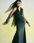 Black Moonlit Bloom Draped Halter Dress