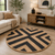 Handwoven Black Chevron Jute Round Rug | Modern Geometric Natural Fiber Round Rug for Living Room
