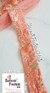Golden Zari Threaded Petals On  Peach Net Embroidery Trim