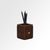 Pen/Pencil Holder | Faux Leather | Square Small | Classic | Brown