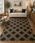 Diamond Pattern Jute Rug – Natural & Black Geometric