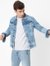 Organic Cotton Distressed Button-Down Cropped Denim Jacket