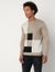 Regular Fit Full Sleeve Rib Neck Colourblock Cotton Sweater