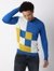 Regular Fit Full Sleeve Rib Neck Colourblock Cotton Sweater