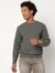 Regular Fit Full Sleeve Rib Neck Solid Knitted T-Shirt